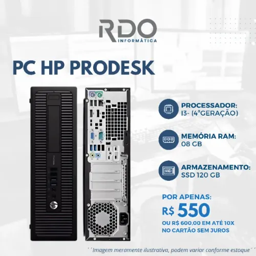 Computador HP ProDesk i3 4ª Geração 8GB 120GB SSD R$550 - Potente e barato! 