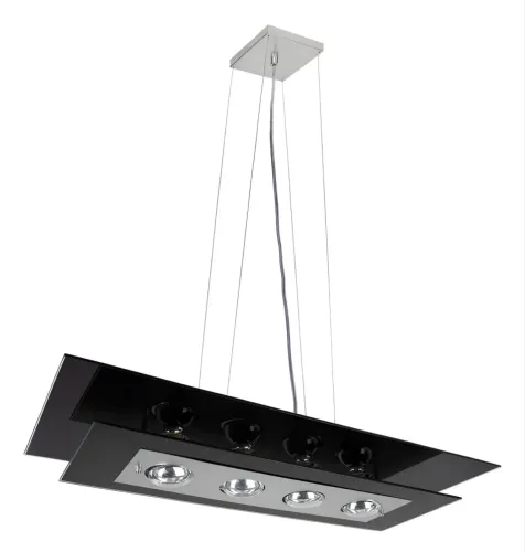 Lustre Sala Ou Quarto Retangular 4 Lampadas Preto 70cm X 30 cm