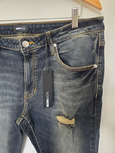NOVAMEN Calça Jeans Masculina Skinny Rasgada Lavagem Escura Nova c/ Etiqueta Tam 36 (US)