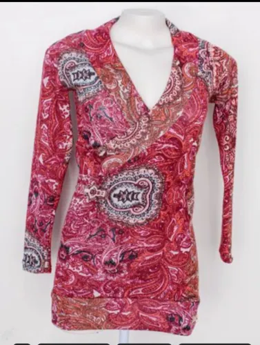 Vestido Manga Longa Estampado.
