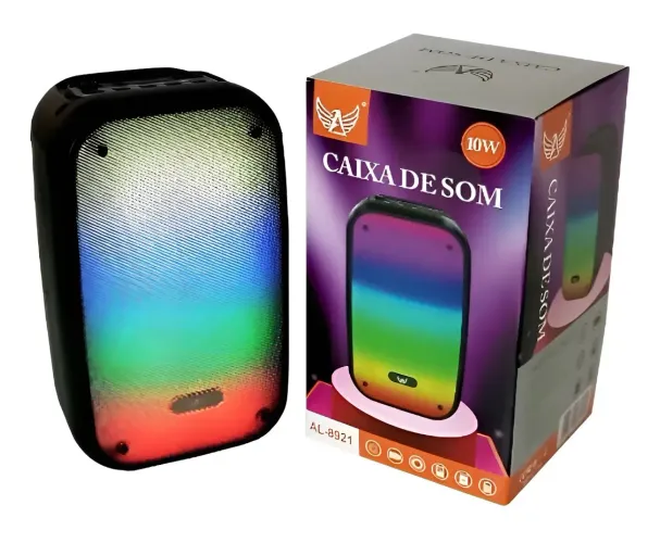 Caixa De Som Bluetooth 10w Rgb Altomex Cor Preto 110V/220V