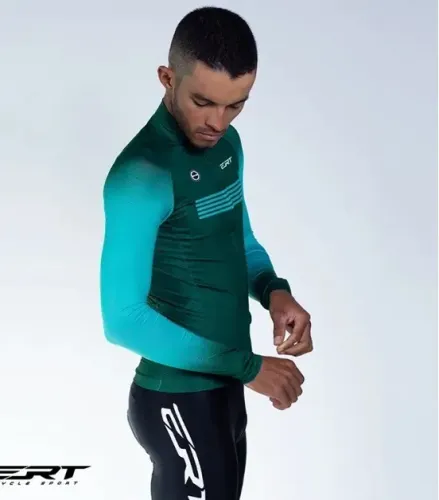 Camisa Ciclismo Ert New Elite Forest Verde Manga Longa