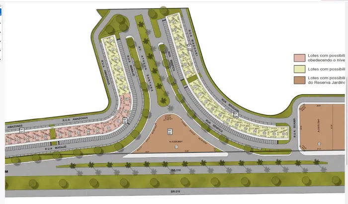 Lote comercial reserva jardins de frente para BR 316 