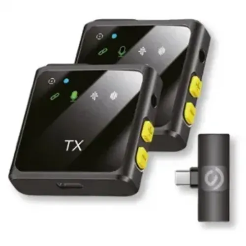 Kit 2 Microfones de Lapela Wireless 2.4GHz MC819 - Tipo C - Qualidade e Mobilidade