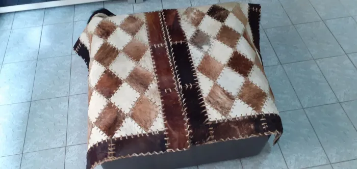 Par Tapetes de Couro Legítimo Patchwork Pele Animal