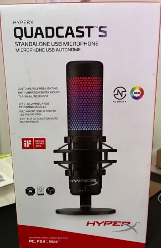 Microfone Condensador HyperX QuadCast S - RGB Personalizável