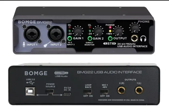 Interface de Áudio BOMGE BMG22 2x2 24bit/192kHz