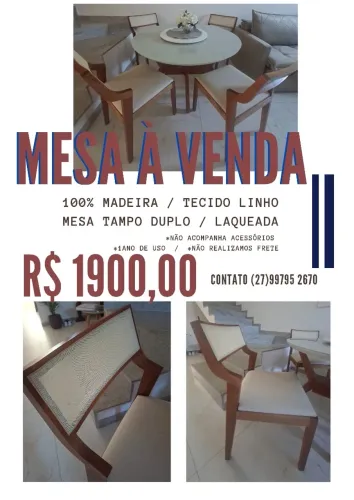 Vendo lindo jogo de mesa e cadeira novinho