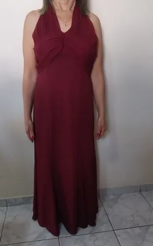 Vestido Longo Bordô