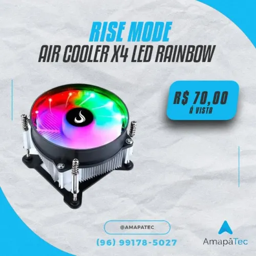 Air Cooler Gamer Rise Mode X4 LED Rainbow Intel 90mm