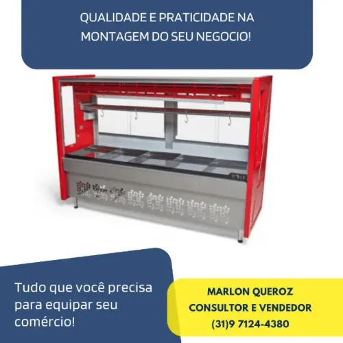 Balcão de Açougue 1,5M Polar Vermelho Standard 220v