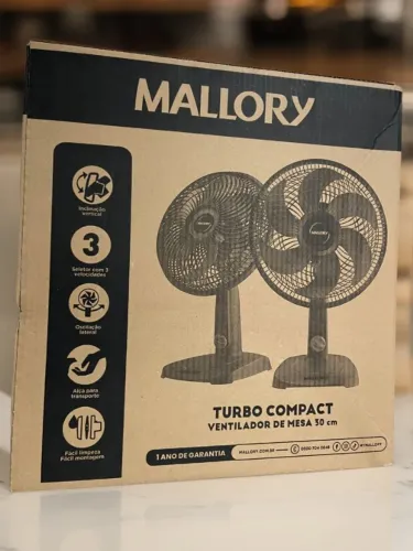 Ventilador de Mesa Mallory 30cm Turbo Compact Preto an6