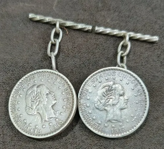 ABOTOADURAS DE PRATA 900 - MOEDA DE 500 RÉIS - ANO 1913