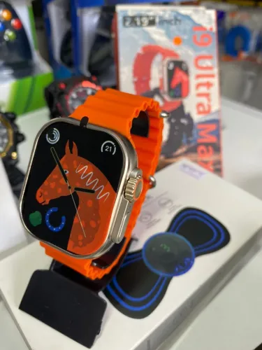 Relógio SmartWatch Series 8 com pulseira laranja acompanha pulseira extra 