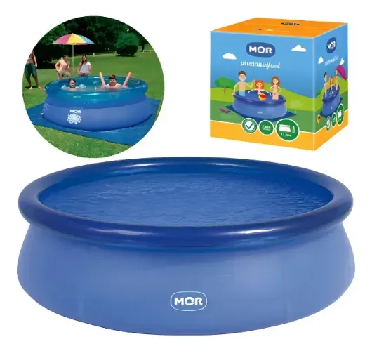 Piscina Inflável Mor 2400 Litros Redonda Azul com Válvula de Deságue