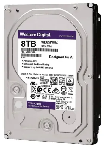 Hd WD 8tb Wd Purple Surveillance 3.5" Sata 3 5640rpm - Wd85purz