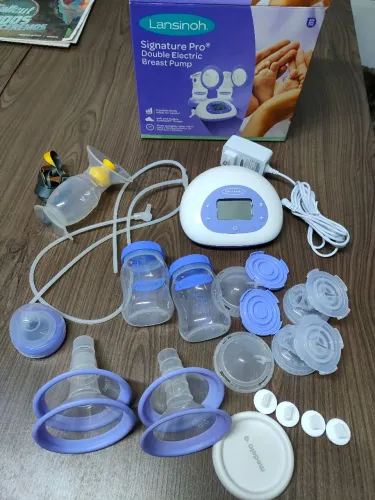 Bomba tira leite elétrica dupla Lansinoh Signature Pro + Coletor de leite Medela