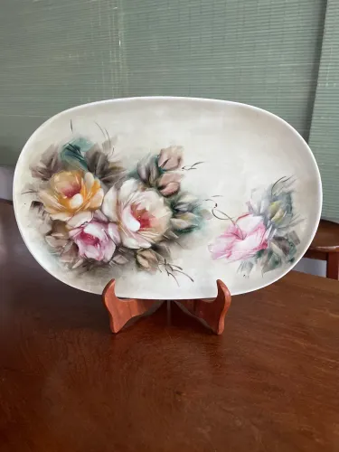 Travessa floral pintada à mão - 40cm