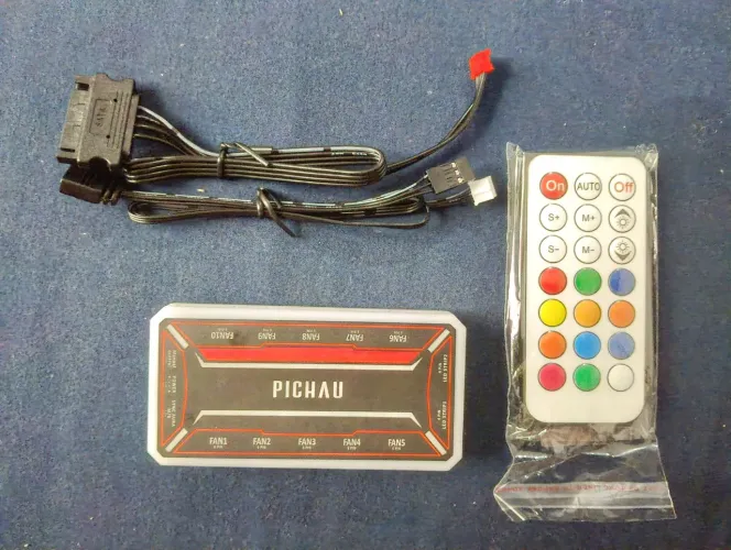 Controladora de fans Pichau 6 pinos ARGB 10 portas controle remoto