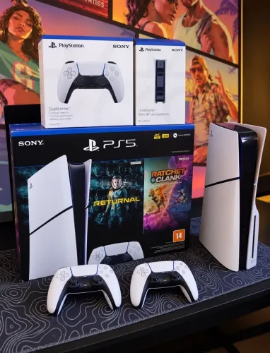 Ps5 Slim com Leitor | COMPLETO | Garantia de 6 anos | 2 controles | Base de carregamento