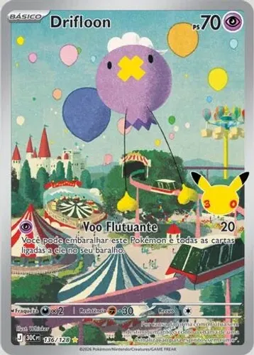 Carta Pokemon Drifloon 136/128 Celebração de 30 Anos