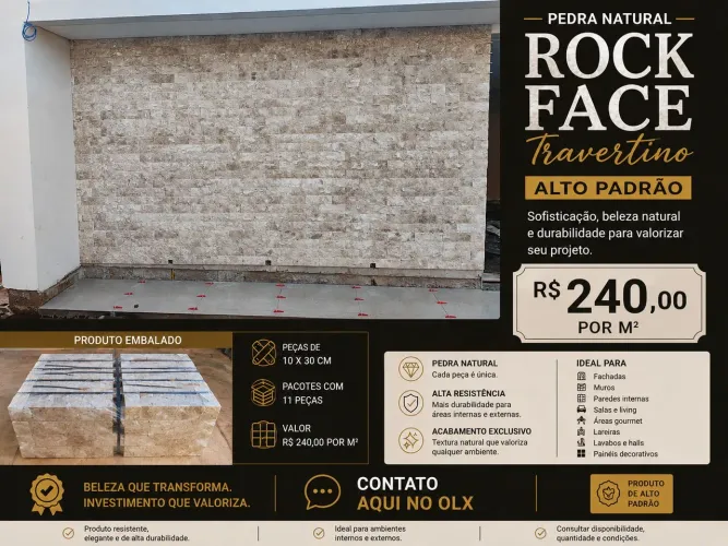 Vendo revestimento natural rock face travertino