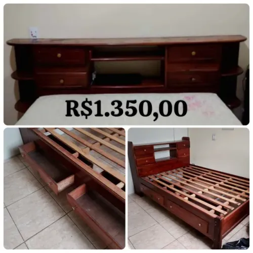 Cama casal de madeira