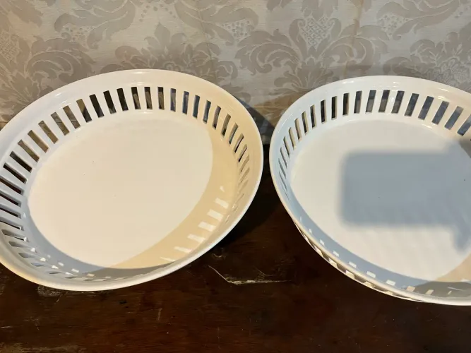 Par de fruteira porcelana branca 34x19