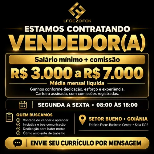 VAGA DISPONÍVEL PARA VENDEDOR (A)