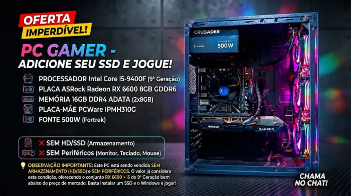 PC Gamer RX 6600 16GB - Roda tudo no Alto/Ultra!