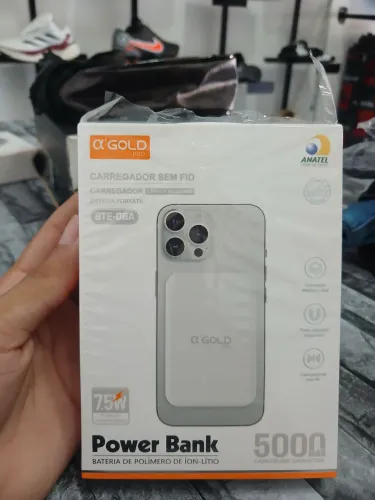 Power Bank A?GOLD PRO 5000mAh com carregamento sem fio 7.5W ?
