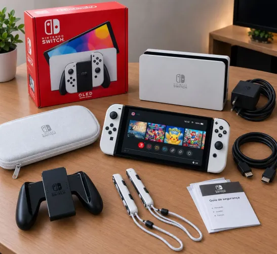Nintendo switch OLED + Sd 128gb + Pelicula e Case