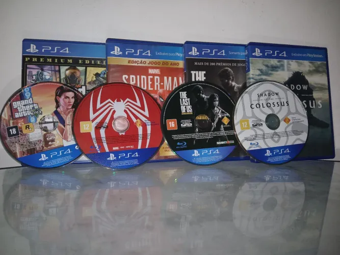 JOGOS DE PS4 GTA 5, THE LAST OF US, SPIDER MAN, SHADOW OF THE COLOSSUS