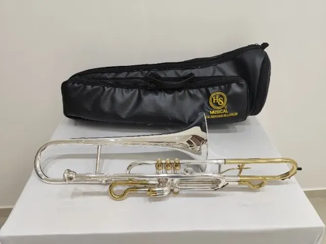 Trombone HS Musical S761 Sib - Prata c/ laqueado - SEMI NOVO -Aceito trocas /Parcelo 21x
