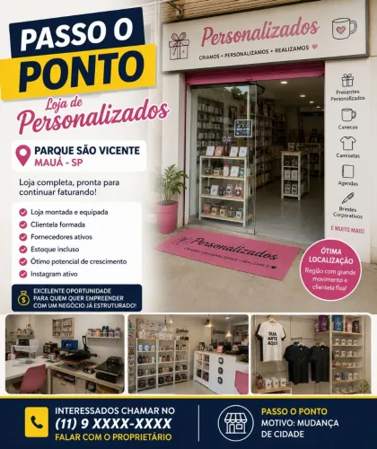 Passo o ponto de loja de personalizados