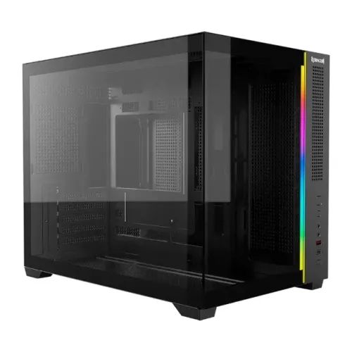 Gabinete Gamer Redragon Wideload Mini Lite RGB, Mini Tower, M-ATX, Sem Fans, Preto - CA-61