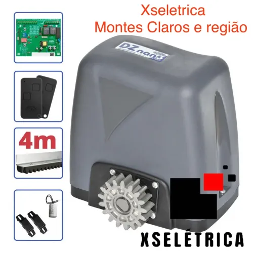 Kit Motor Rossi DZ Nano Turbo 600Kg Deslizante Automático com 4 Metros de Cremal