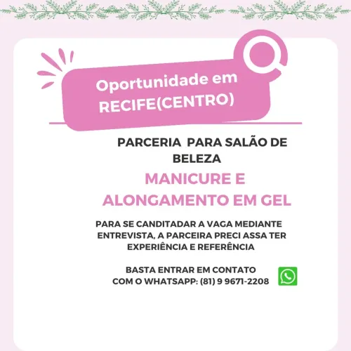 Uma Vaga para Manicure em Recife(centro)