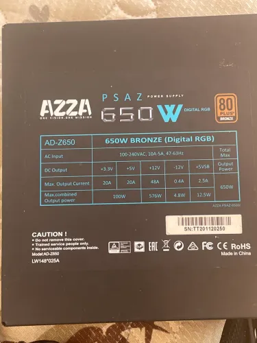 fonte 650w Azza RGB