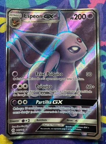 Carta Espeon GX Full Art Sol e Lua NM Pokemon TCG