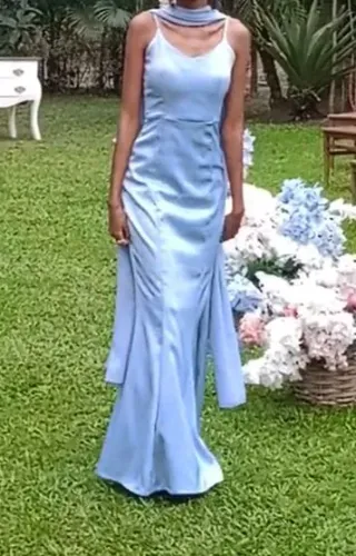 Vestido para casamento com echarpe Tam.34 PP vestido madrinha, longo