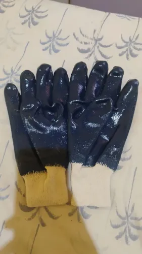 luvas de segurança de suporte têxtil com banho total em nitrilo,