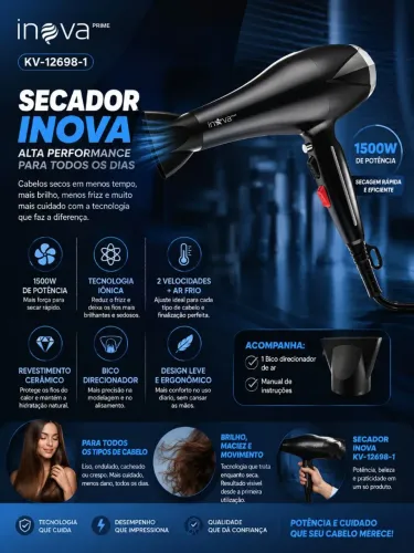 Secador de cabelo INOVA 1500w