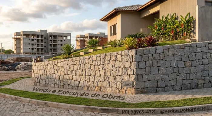 Pedra Rachão de Face para Muro Aparente | Caçamba Fecha com 12 m³