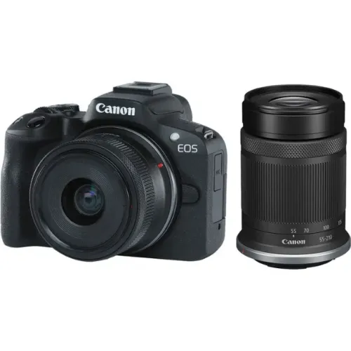 Camera Canon EOS R50 Mirrorless com Lentes 18-45mm e 55-210mm 
