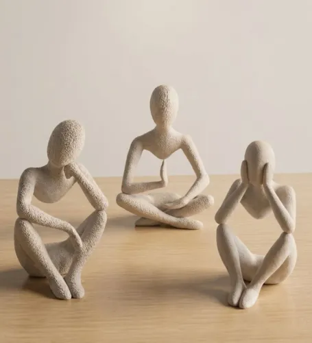 Kit 3 Esculturas Decorativas Modernas - Figuras Meditativas