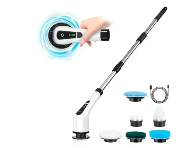 Esfregão Elétrico Mop Giratório 7 em 1 Escova Limpeza Elétrica 360 Limpa Chão Fogão Box Ge