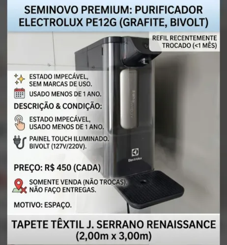 ?Purificador de Água Electrolux PE12G Pure 4X Grafite - Semi-novo / Estado de Novo!