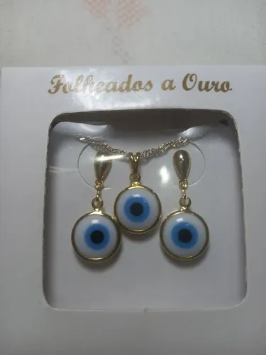 Conjunto de brincos e colar (Olho Grego) 