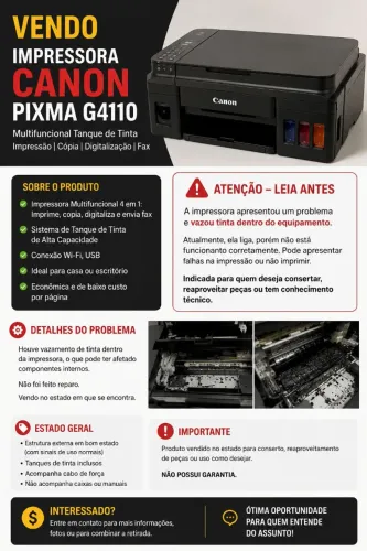 Impressora Canon PIXMA G4110 (leia o anuncio)